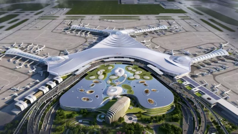 Зеленое сборное здание терминала